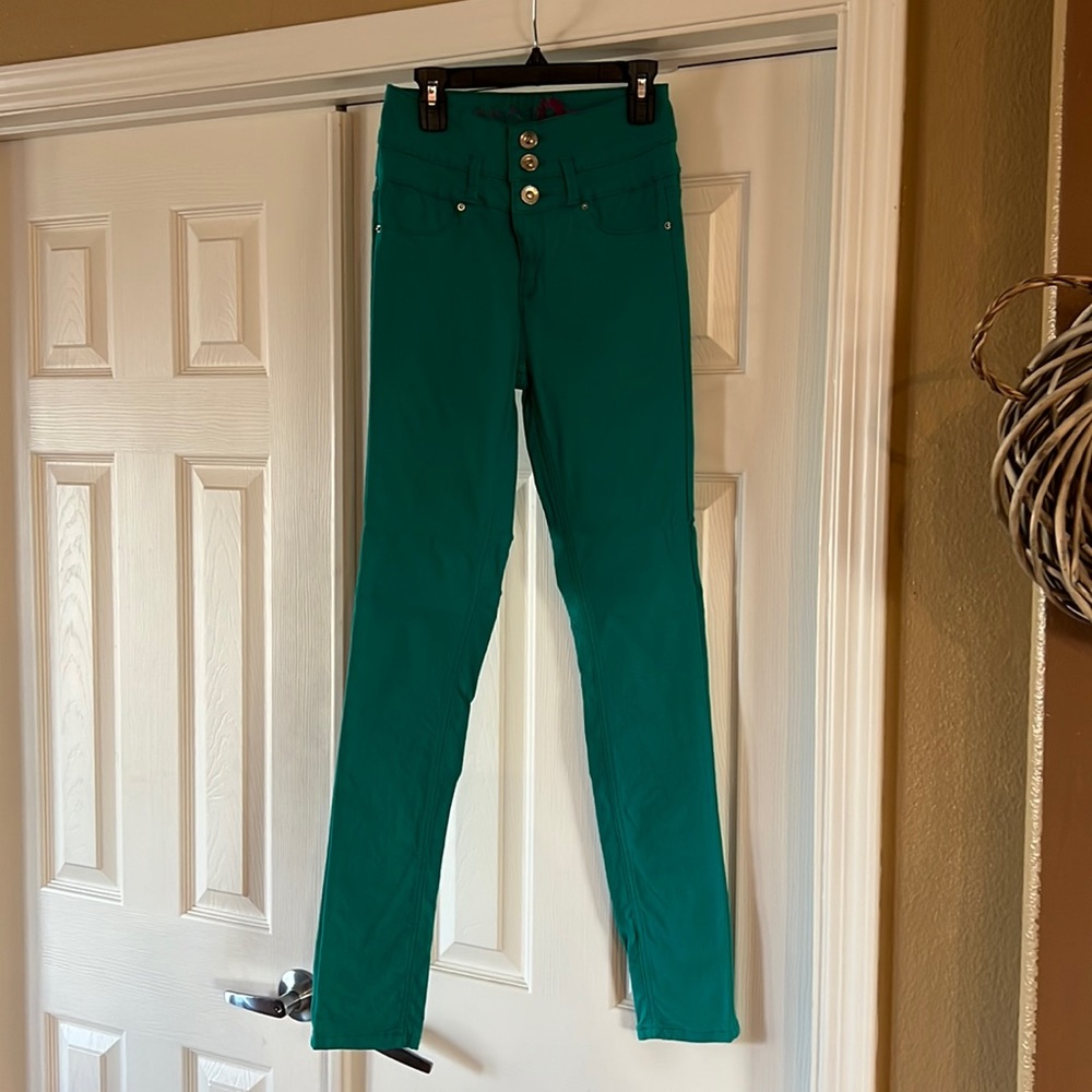 Wishful Park Teal Skinny Jeans